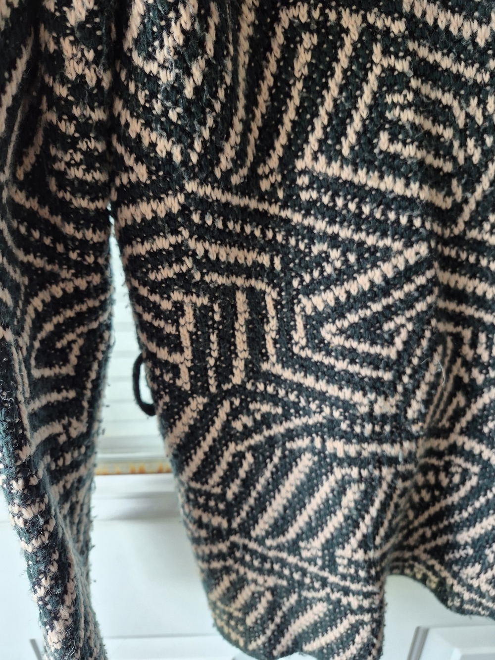 ICHI Open-Front Teal & Cream Geometric Cardigan - Picture 4 of 8